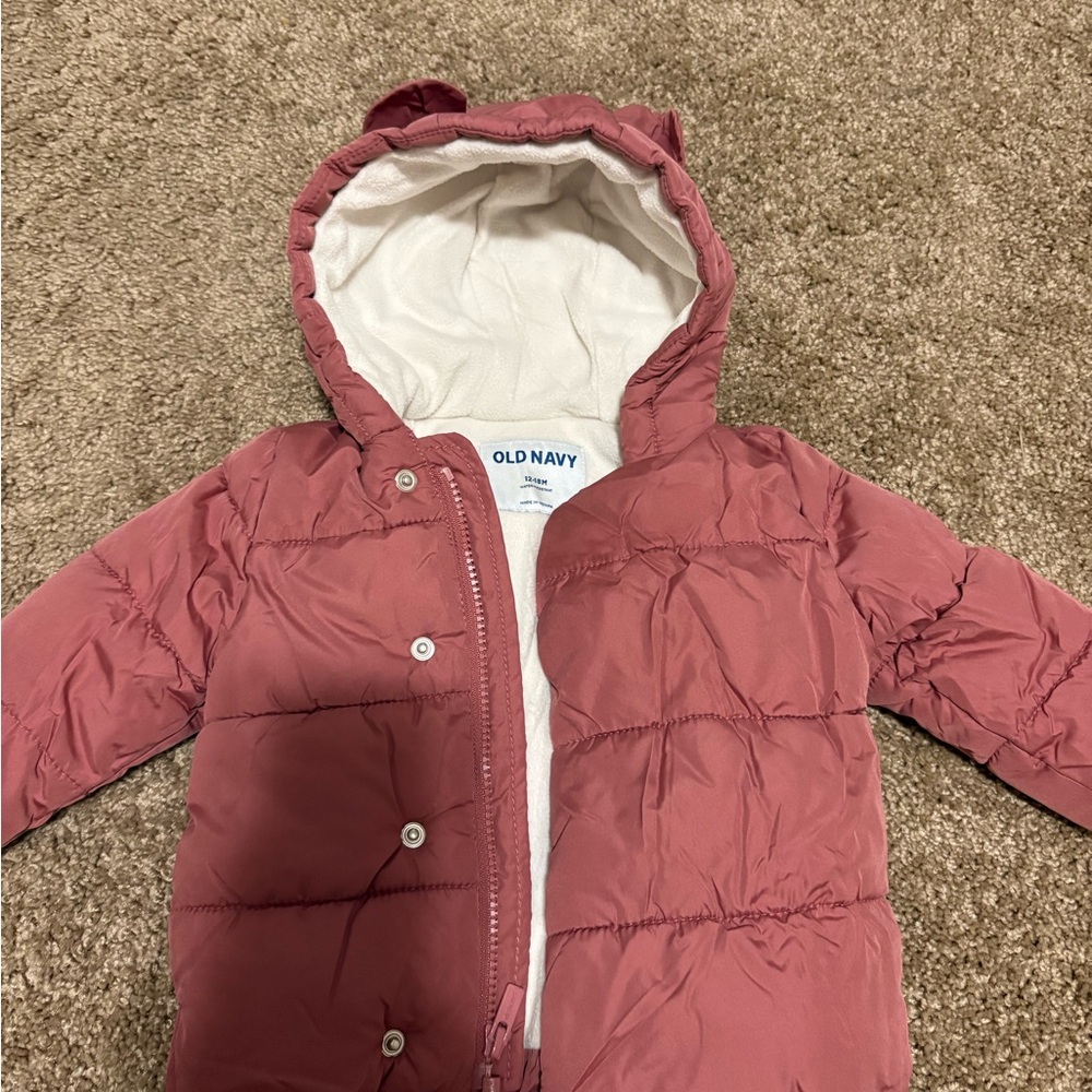 Old Navy Dusty Rose Hooded Puffer Jacket